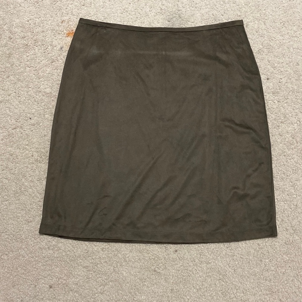 Dark Green Suede Mini Skirt